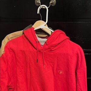Champion Men's Red and Gray Hoodie